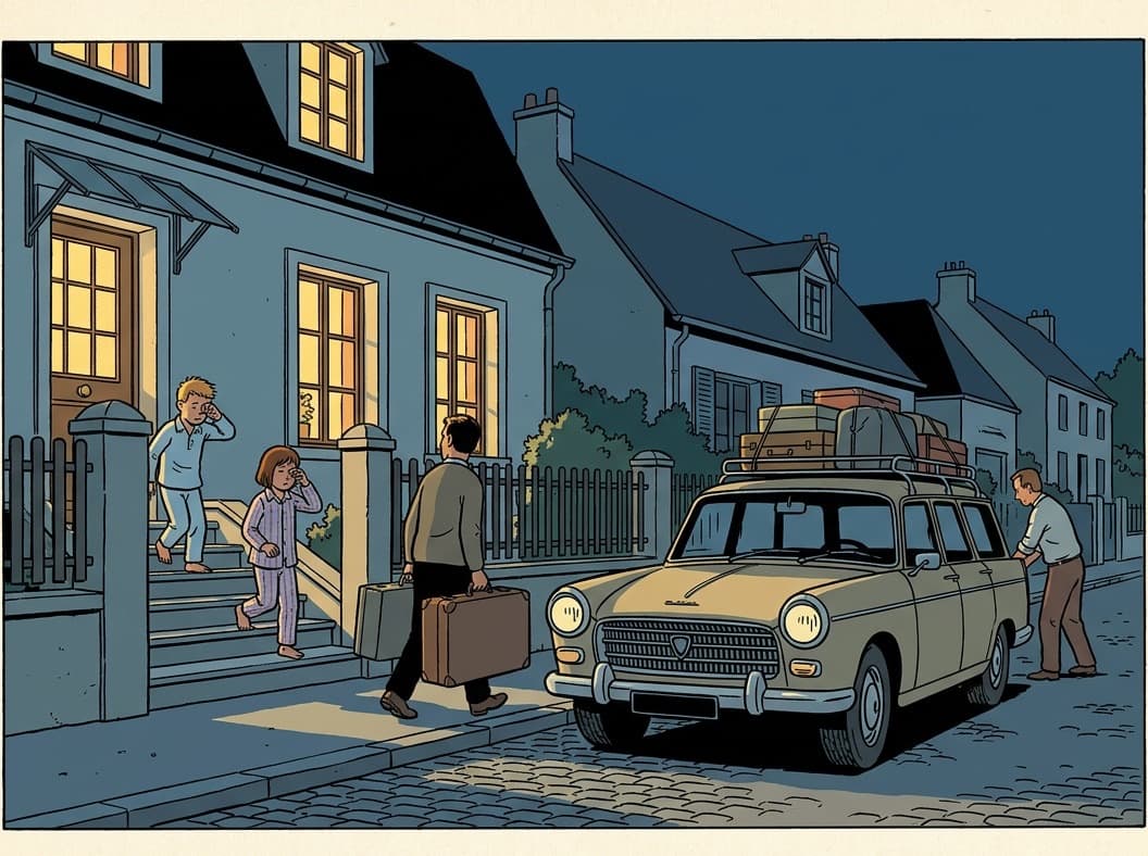 Un départ en vacances à cinq heures du matin, la maison encore éclairée