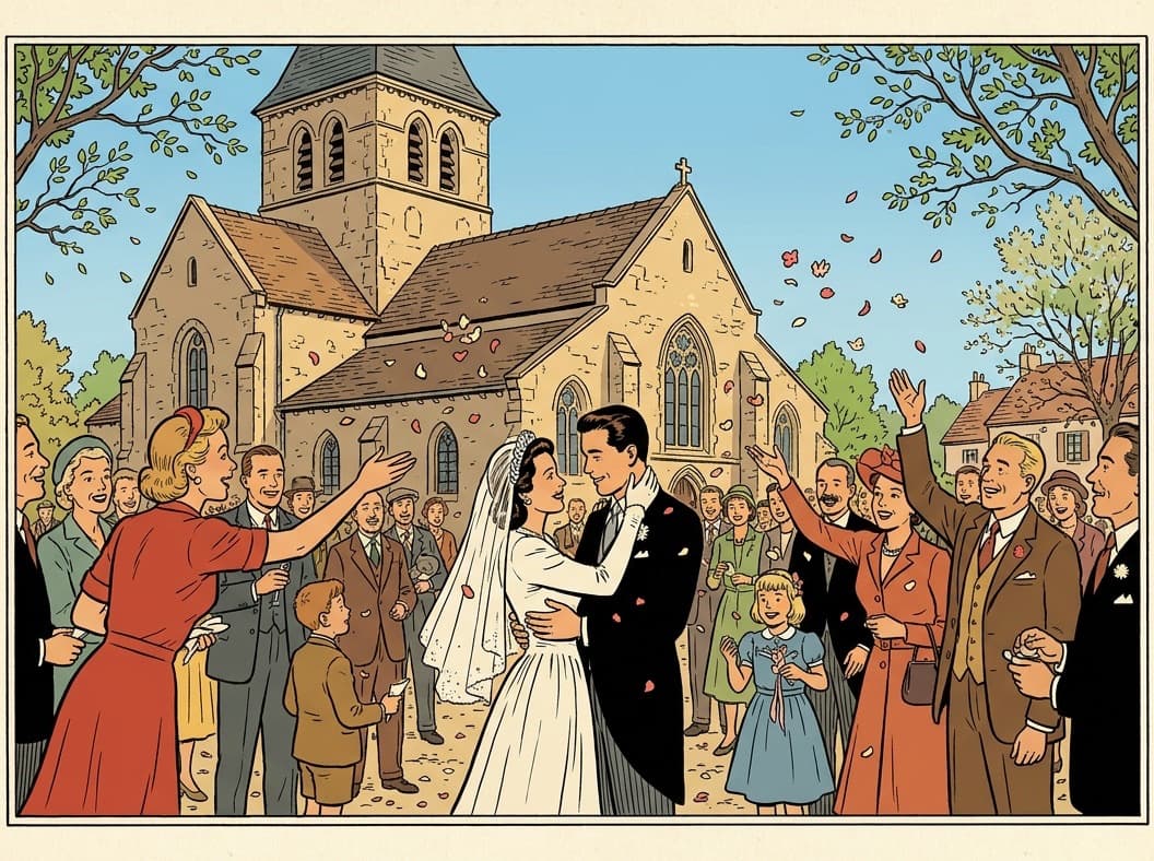 Un mariage sur le parvis d’une église de village
