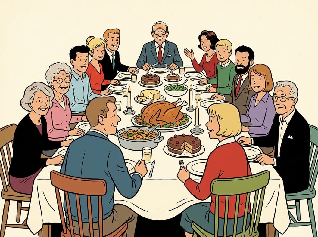 Un grand repas de Noël, quatre générations autour de la table
